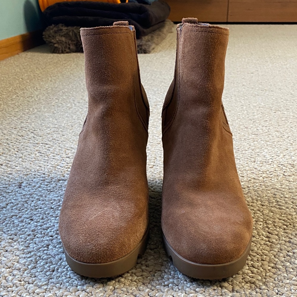 Sorel Brown Suede Wedge Boots - Picture 3 of 4